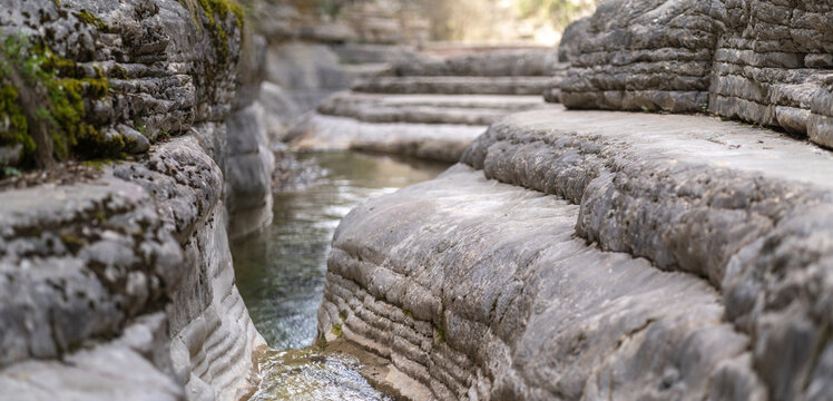 Papingo Rock Pools Formed by Waterfalls and Streams in Epirus, Greece