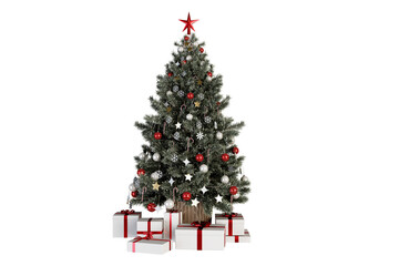 christmas tree with presents on white