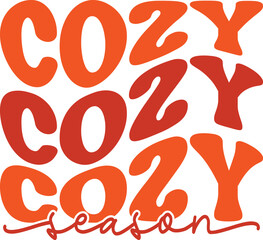 Cozy Season Fall autumn typography clip art design on plain white transparent isolated background for card, shirt, hoodie, sweatshirt, apparel, tag, mug, icon, poster or badge