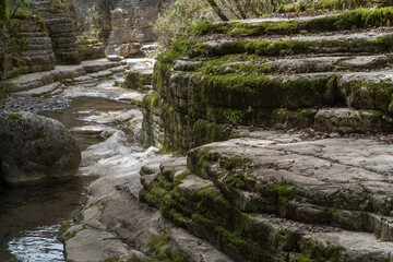 Papingo Rock Pools Formed by Waterfalls and Streams in Epirus, Greece