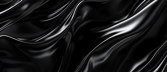 Elegant black silk texture &ndash; luxury abstract background in dark tones