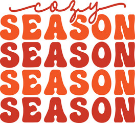 Cozy Season Fall autumn typography clip art design on plain white transparent isolated background for card, shirt, hoodie, sweatshirt, apparel, tag, mug, icon, poster or badge