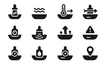 Nano salinity pressure oxygen sensor leak boat monitor current icon vector locator