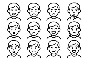 Mood vector excited avatar icons icon thoughtful crying calm sad scared surprised