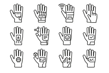 Fototapeta premium Controller icon interactive smart tactile vr icons vector wearable virtual glove