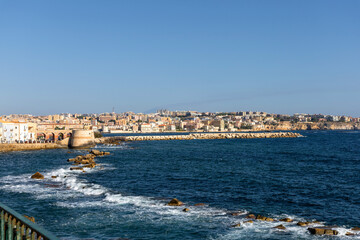 Fototapeta premium Historic Syracuse city illuminated by bright summer sun
