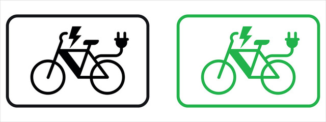 E-Bikes Permitted Sign Vector Illustration. Essential Symbol for Electric Bike Parking Area, E-Bike Charging Station, and Modern Mobility Infrastructure.