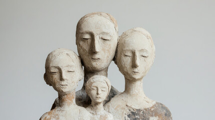 Obraz premium Family, a clay figurine concept, a touching handmade style