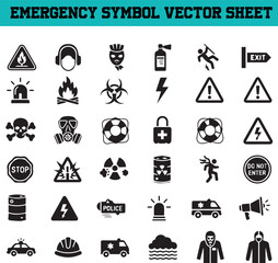 Hazard and Warning Symbol Pack | Industrial Safety, Chemical, Radiation, Fire, Toxic, Medical Emergency Icons