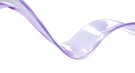 Isolated Abstract Flowing Wave of Polished Glass with Vibrant Purple Edges on a Transparent Background
