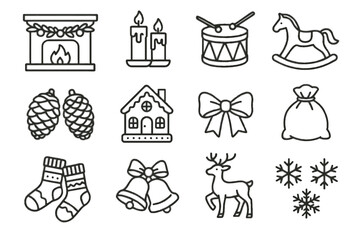 Gift icons house vector icon bells gingerbread candles holiday socks toy festive