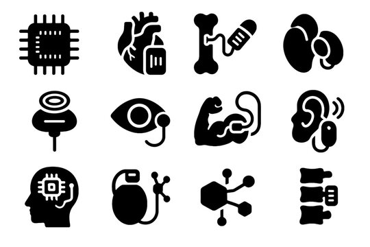 Smart icon icons cochlear muscle implant sensor bio signal vector chip