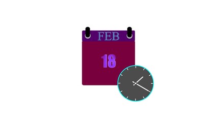 Glowing Calendar icon. February 18 icon illustration isolated vector sign symbol. Date and time, day, month. 