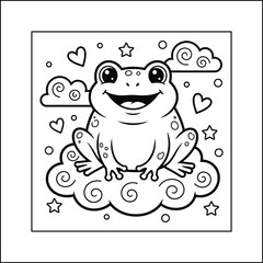Bold and easy frog coloring page for kids and adults. cozy animal coloring pages 