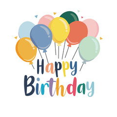  Happy Birthday Text with Balloons and Sparkles