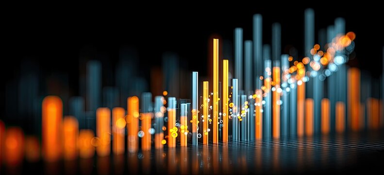 Abstract graphic of rising bar graph - Powered by Adobe
