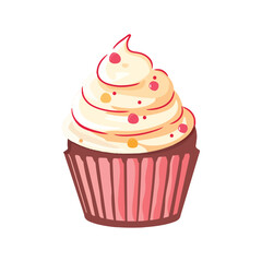 Delicious Cupcake with Cream and Sprinkles Illustration