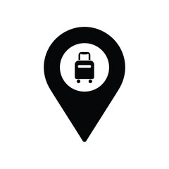 Obraz premium Store locator icon with suitcase symbol in simple black design 