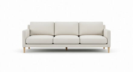 Minimalist Three-Seater Fabric Sofa with Wooden Legs