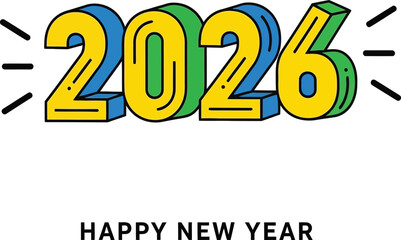 Golden 2026 happy new year calligraphy vector illustration scalable eps graphic