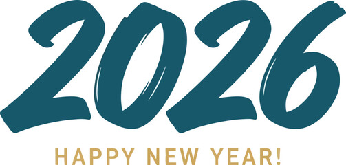 Happy new year 2026 purple text vector illustration scalable festive graphic