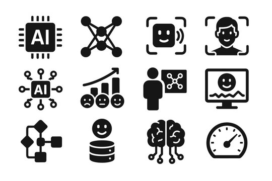 Input recognition sensor icon emotion vector ai neural brain analysis learning data