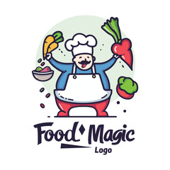Elegant Female Chef in Round Badge Logo