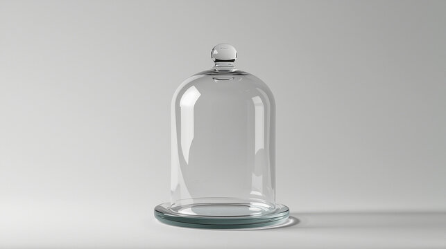 Clear glass bell jar dome on a circular base