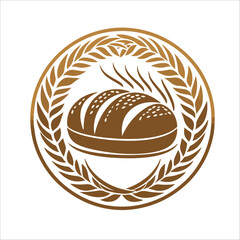 Elegant Wheat Bread Badge Bakery Logo Emblem