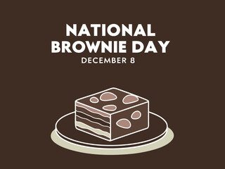 National Brownie Day Celebration on December 8th with a Stylized Brownie Illustration graphic