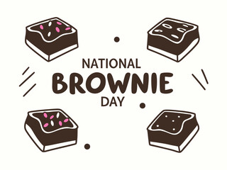 Celebrate National Brownie Day with Delicious Chocolate Treats and Festive Decorations on a White Background