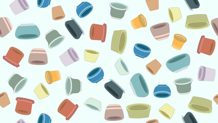 Hand drawn cute plant pot multicolored seamless pattern background for textile prints, cards, decoration