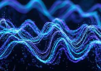 Abstract digital wave pattern illuminating technological advancement era