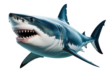 Great white shark with open mouth showing teeth