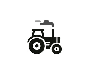 Illustration of a black tractor with smoke stack