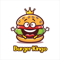 Funny Burger Character Smiling Fast Food Mascot