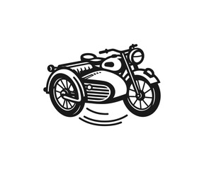 Illustration of a motorcycle with a sidecar view