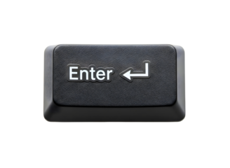 Black enter key button isolated on transparent background