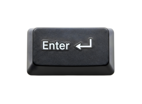 Black enter key button isolated on transparent background