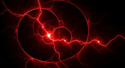 Fototapeta premium Dynamic red lightning strikes through abstract dark energy, creating a powerful, vibrant, and electrifying visual spectacle for impactful design.