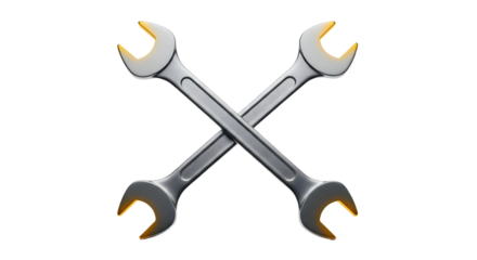 Crossed wrenches tools image on transparent background