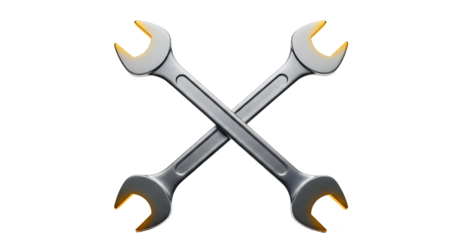 Crossed wrenches tools image on transparent background