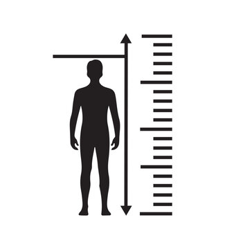 Collection of Human Height Growth Measurement &ndash; Person Silhouette with Ruler Scale and Fitness Body Size Vector design