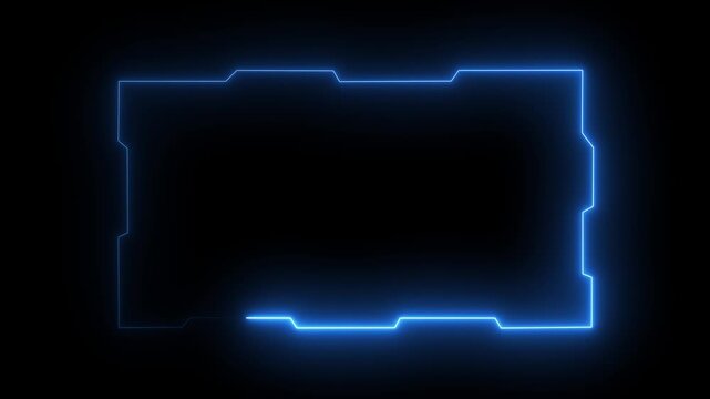 Futuristic digital HUD cyber frame technology for video overlay templates. security hologram frame border 4k background. Digital HUD futuristic motion graphic element cyber generated background.