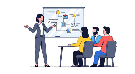 Business Presentation Depicting Financial Planning In A Corporate Environment