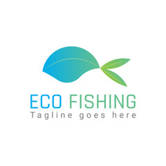 Eco Fishing editable vector logo template