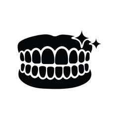 Sparkling clean teeth icon fresh smile dental care oral hygiene representation healthy mouth shiny white smile
