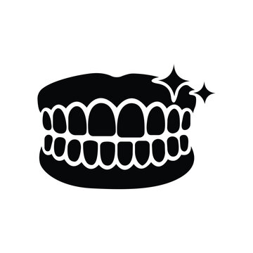 Sparkling clean teeth icon fresh smile dental care oral hygiene representation healthy mouth shiny white smile