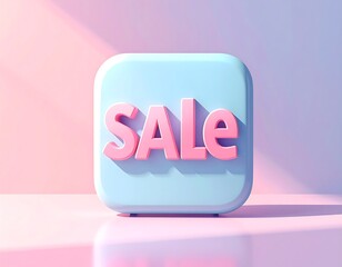 A 3D rendered, light blue cube displays pink text, with a gradient pink and blue backdrop