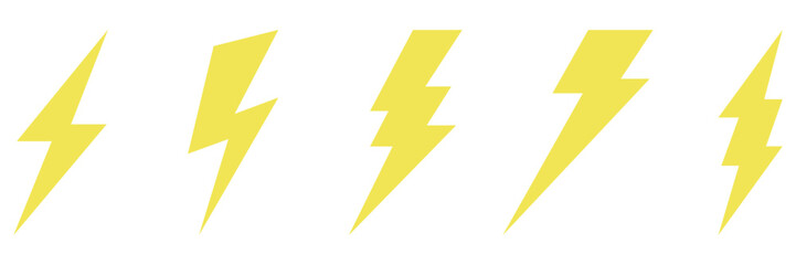 Lightning Bolt Icon Set – Electric Power and Energy Flash Symbols | Thunderbolt Silhouette Vector 
Illustration for Apps and Design